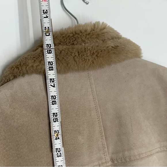 Canda Tan Suede B-3 Aviator Jacket Shearling Lining Size Large - Picture 6 of 14